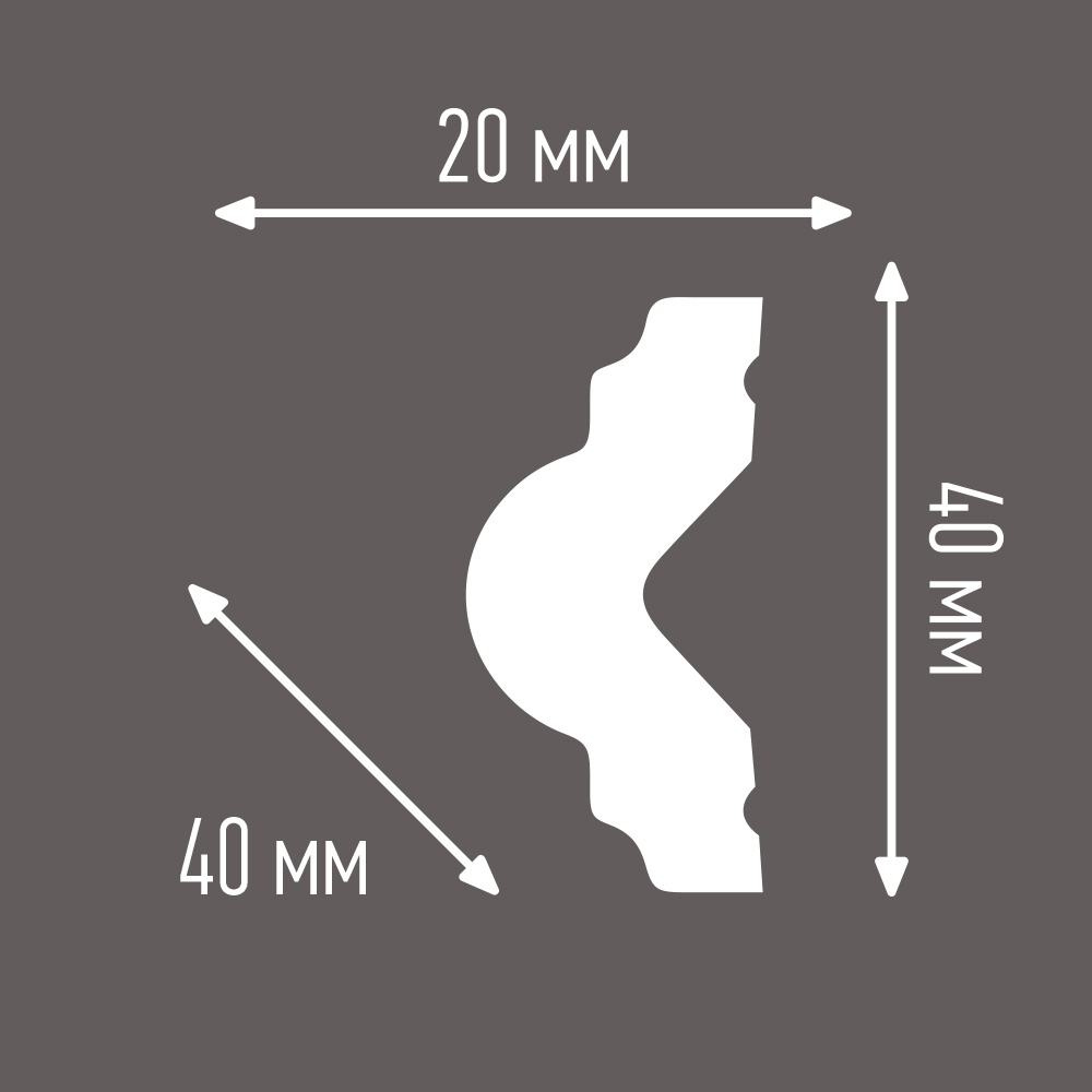 Молдинг из экополимера ударопрочный 40х20х2000 мм Плинтэкс ART M2 40/20 белый