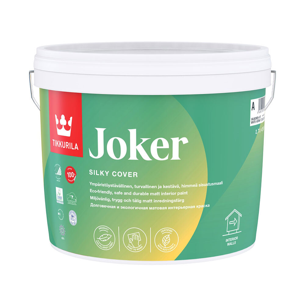 Краска моющаяся Tikkurila/Tikkivala Harmony Satin база А белая 2,7 л