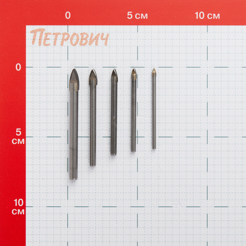 Набор сверл по плитке и стеклу Практика 3-8 мм (5 шт.) (640-346)