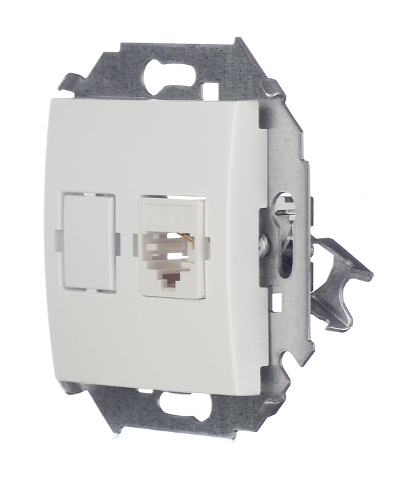 Розетка компьютерная Simon 15 встраиваемая белая RJ45 (1591598-030)
