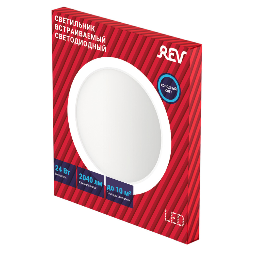 Светильник встраиваемый светодиодный белый 24 Вт 6500К IP20 Rev ДВО (28943 2)