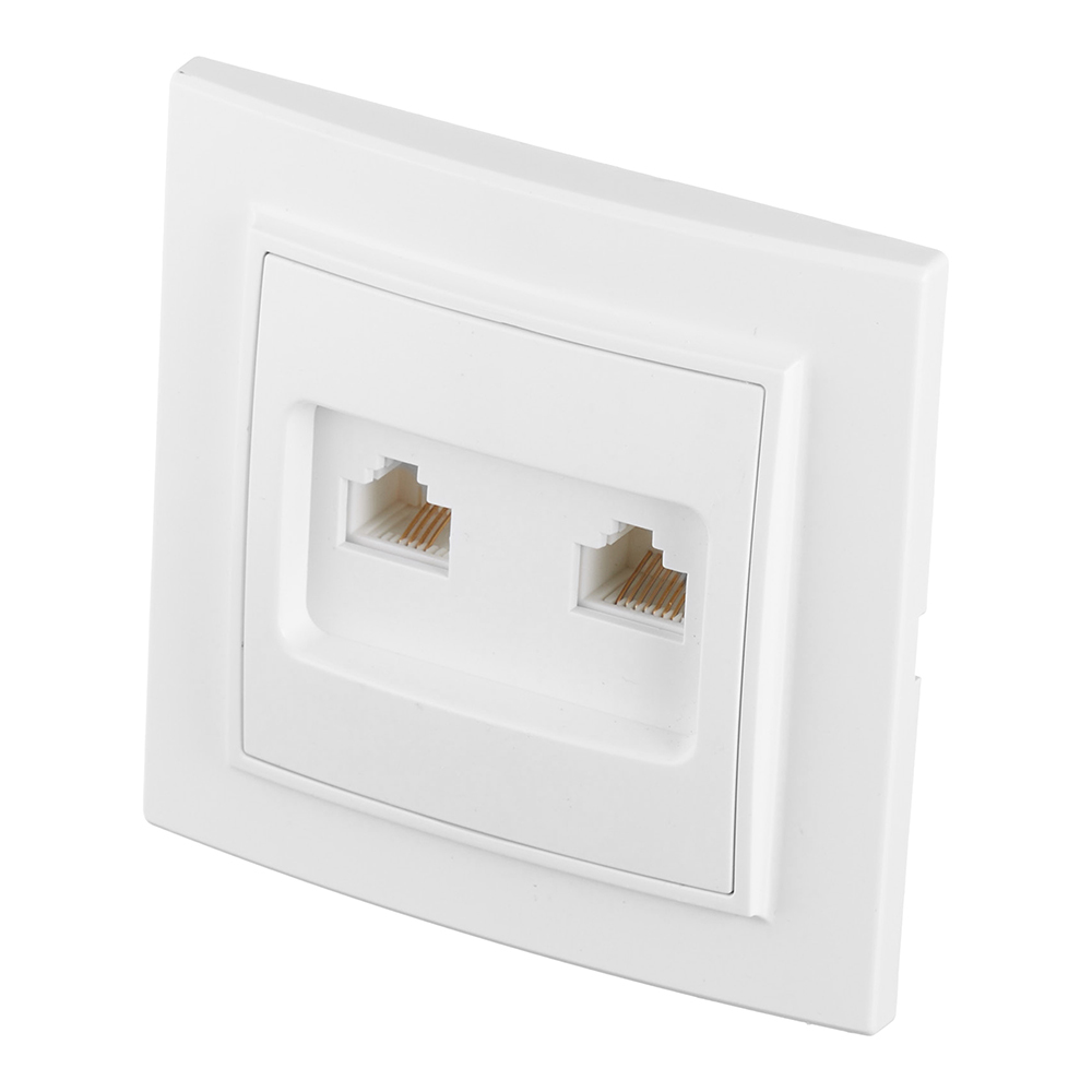 Розетка компьютерная/ телефонная EKF Минск встраиваемая белая RJ11/ RJ45 (ERK00-135-10)
