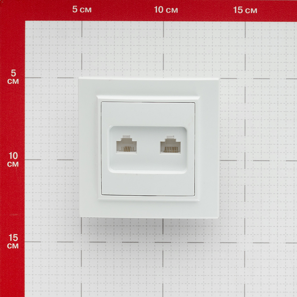 Розетка компьютерная/ телефонная EKF Минск встраиваемая белая RJ11/ RJ45 (ERK00-135-10)