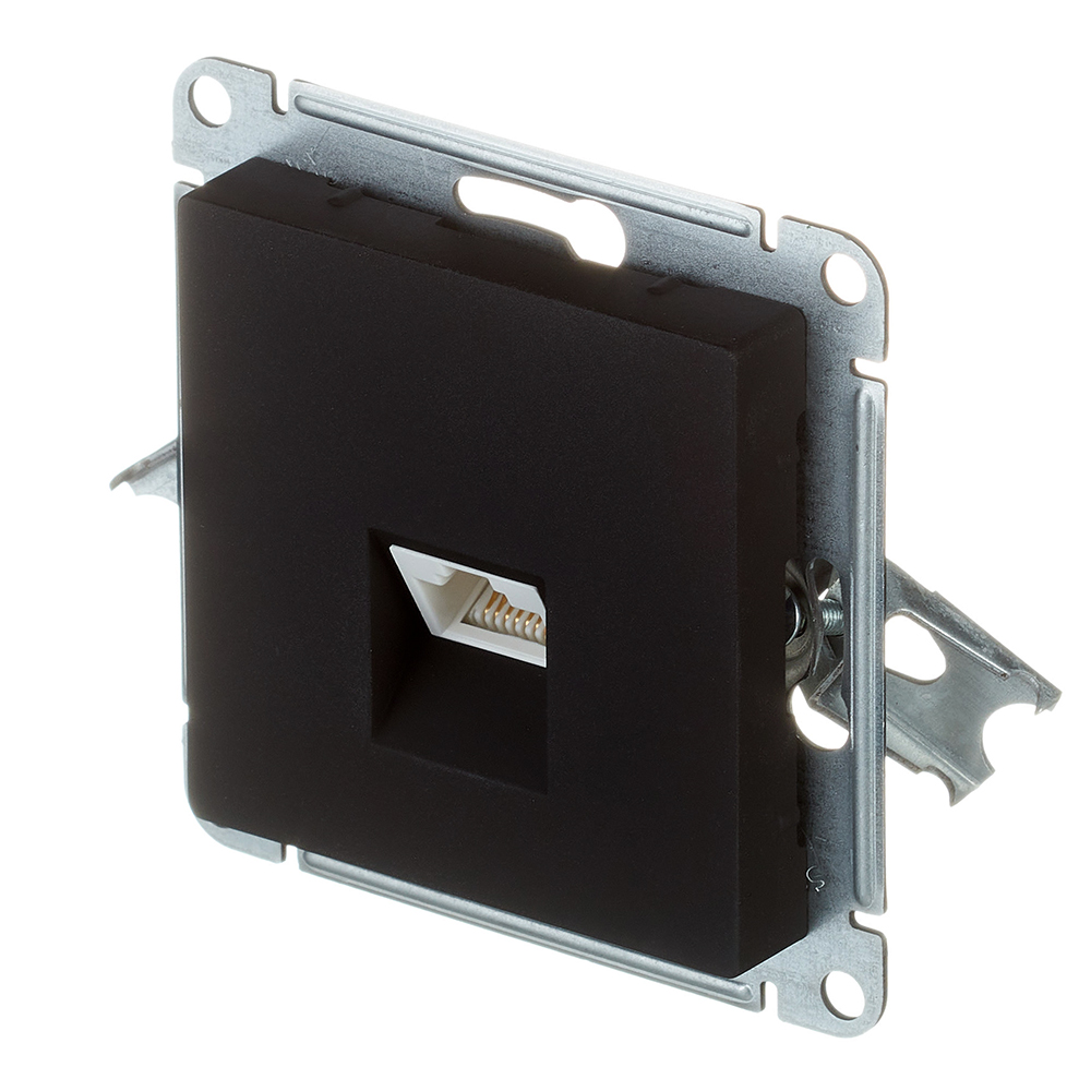 Розетка компьютерная Systeme Electric AtlasDesign встраиваемая карбон RJ45 (ATN001083)