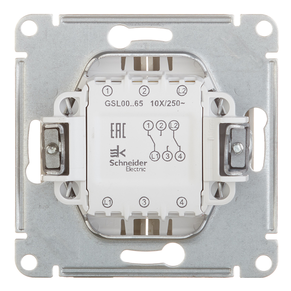 Переключатель Systeme Electric Glossa двухклавишный встраиваемый титан (GSL000465)