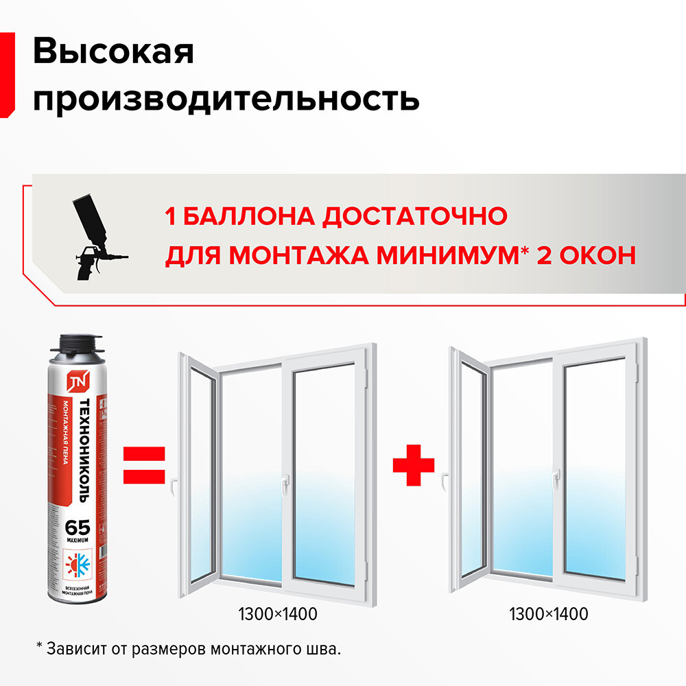 Пена монтажная профессиональная Технониколь 65 Maximum всесезонная 850 мл