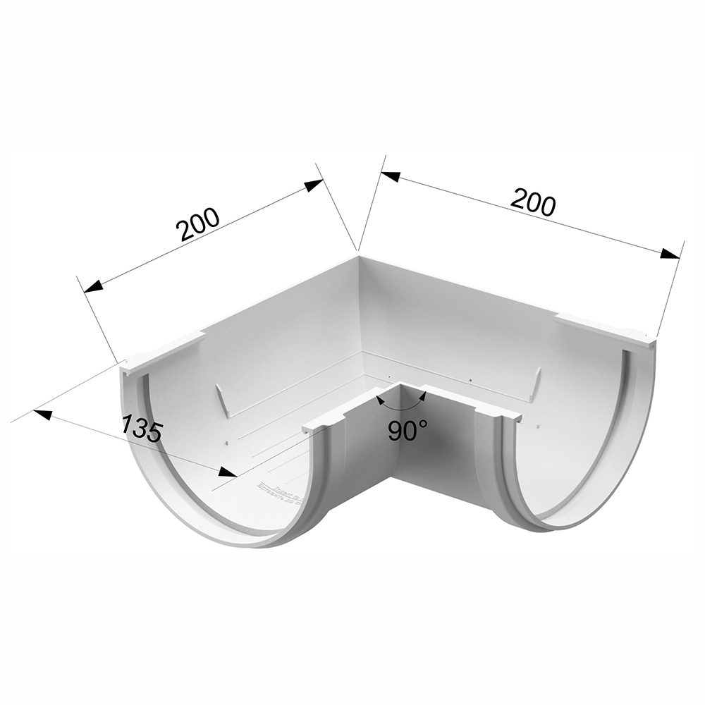 Угол желоба пластиковый d120 мм 90° Docke Standard пломбир RAL 9003