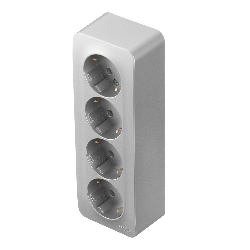 Розетка Systeme Electric Blanca накладная алюминий со шторками (BLNRA011413)