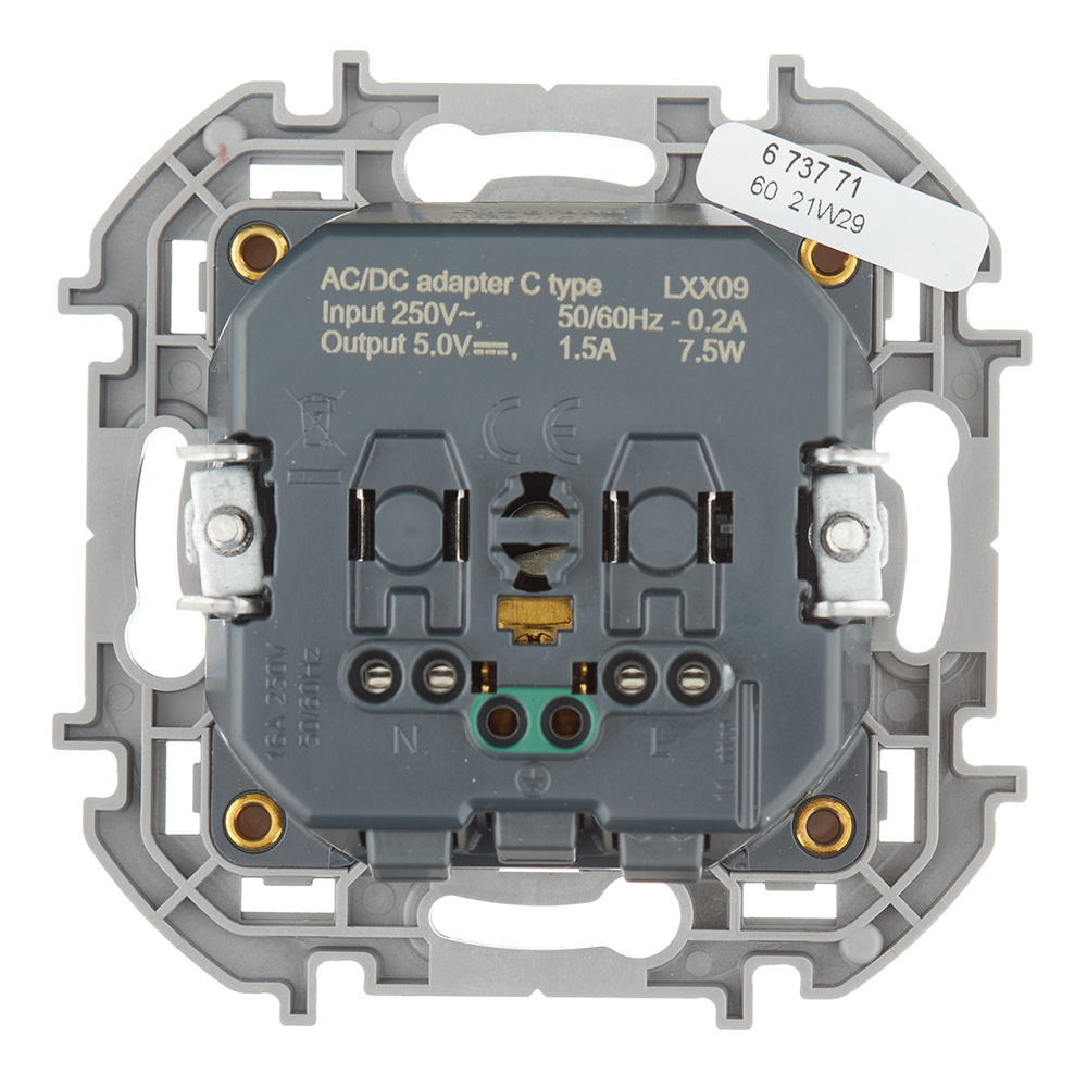 Розетка Legrand Inspiria встраиваемая слоновая кость с USB Type-C (673771)