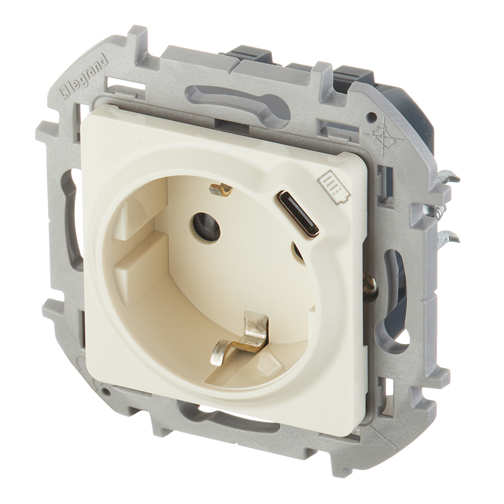 Розетка Legrand Inspiria встраиваемая слоновая кость с USB Type-C (673771)