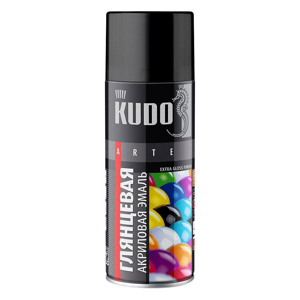 Эмаль аэрозольная Kudo Arte черная глянцевая RAL 9005 520 мл