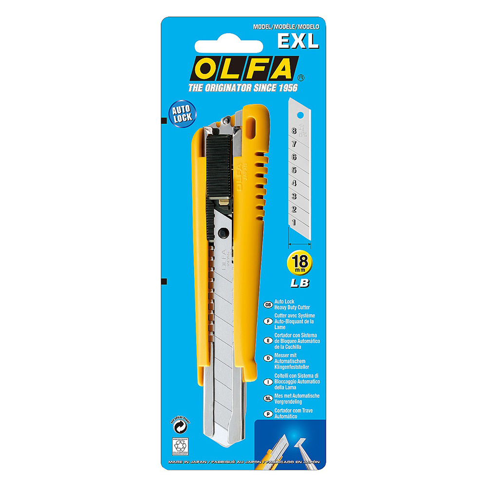 Нож строительный Olfa 18 мм с ломающимся лезвием пластиковый корпус с автофиксатором