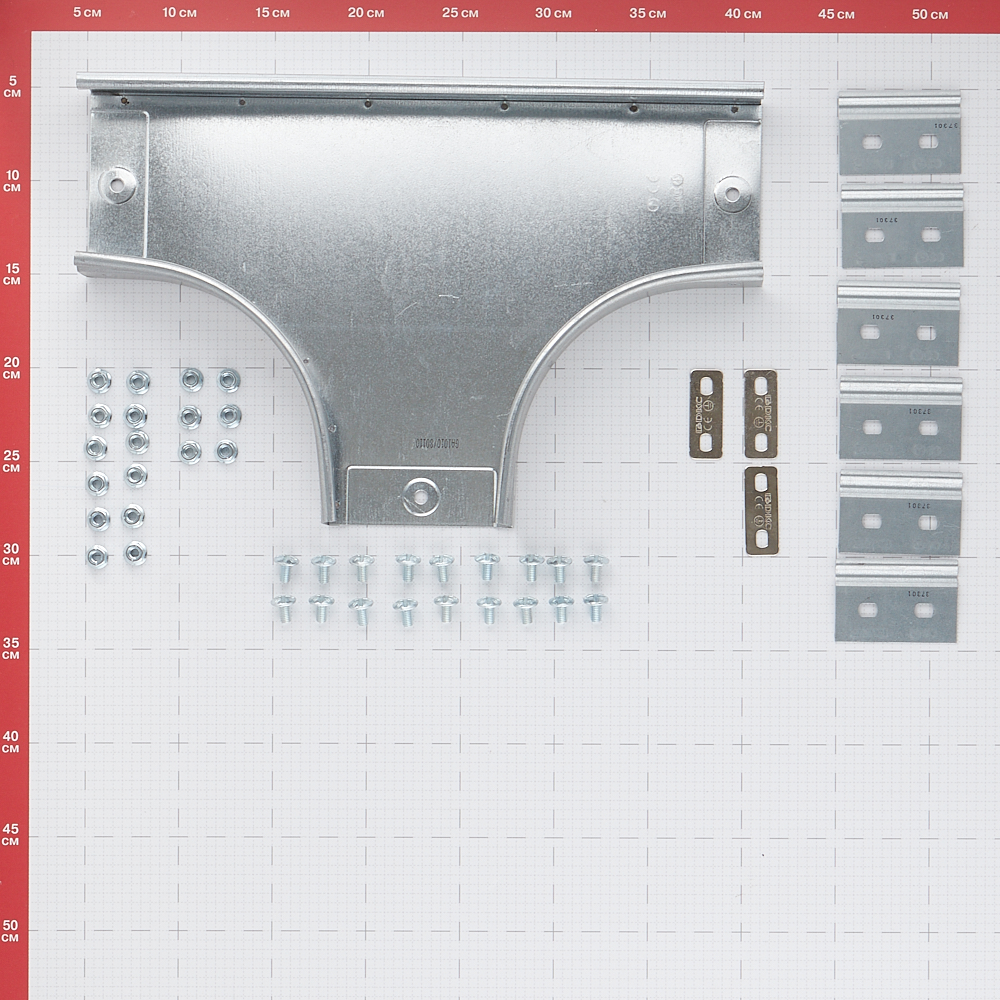 Ответвитель для лотка Т-образный горизонтальный DKC 100х50 мм с креплением (36122K)