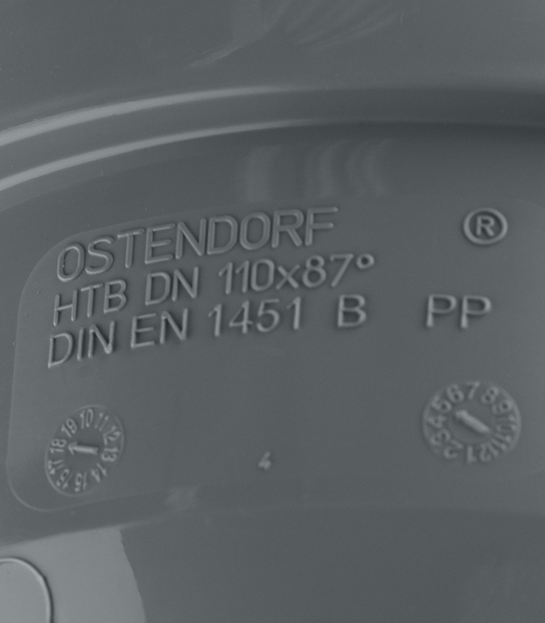 Отвод Ostendorf HTB d110 мм 87° пластиковый для внутренней канализации (115140)