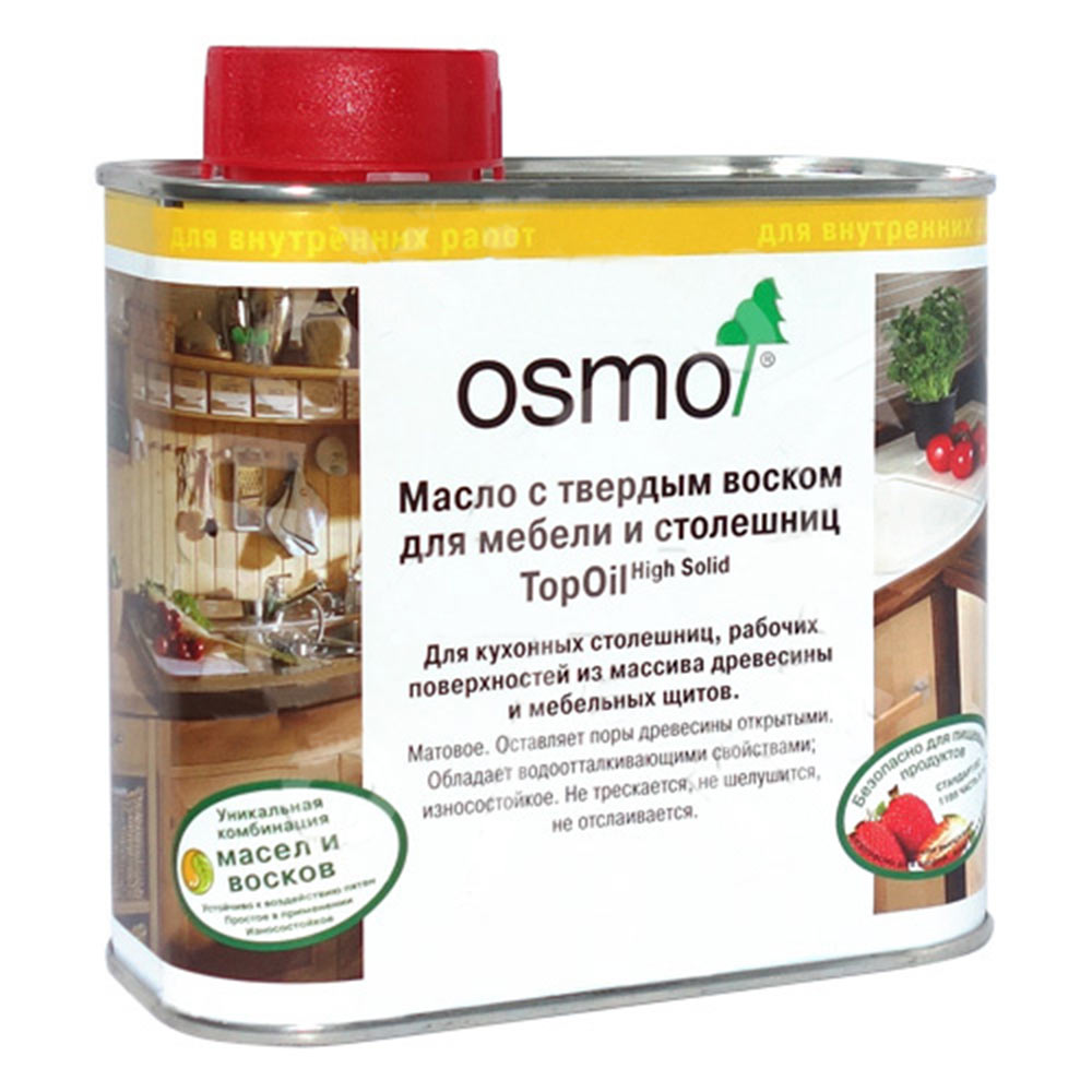Масло Osmo TopOil для мебели и столешниц с твердым воском бесцветное матовое 0,5 л