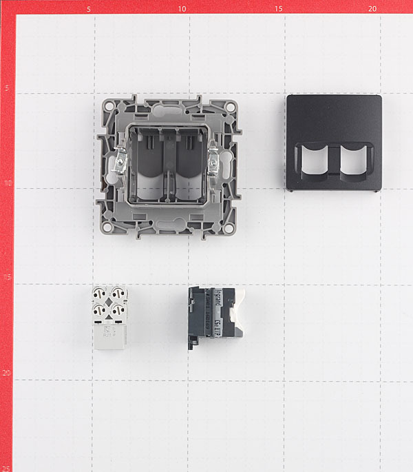 Розетка компьютерная/ телефонная Legrand Etika встраиваемая антрацит RJ11/ RJ45 (672652)