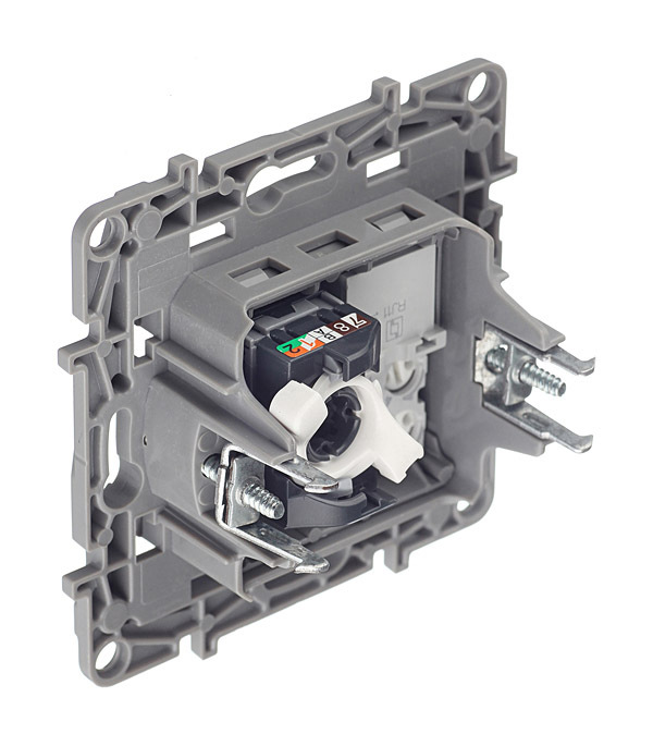 Розетка компьютерная/ телефонная Legrand Etika встраиваемая антрацит RJ11/ RJ45 (672652)