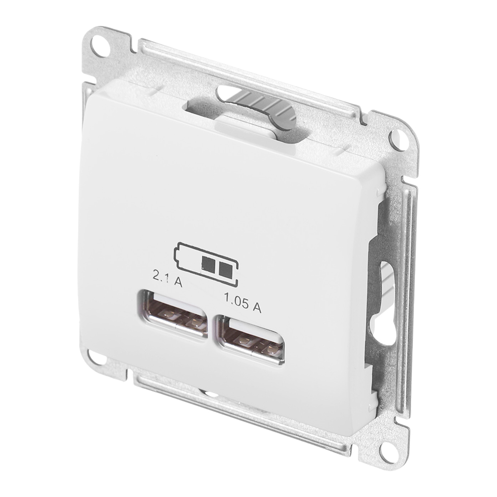 Розетка USB Systeme Electric Glossa встраиваемая белая 2хUSB-A (GSL000133)