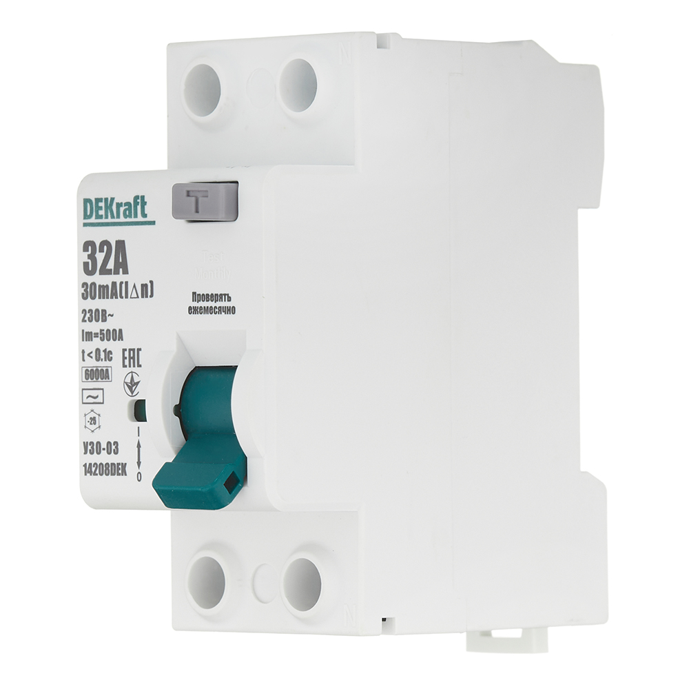 УЗО Dekraft УЗО-03 32А 1P+N тип AC 30 мА 6 кА компактное (14208DEK)
