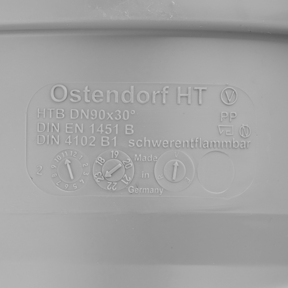 Отвод Ostendorf HTB d90 мм 30° пластиковый для внутренней канализации (114110)