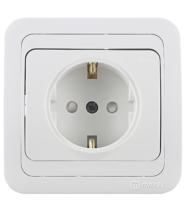 Розетка Makel Mimoza встраиваемая белая со шторками (12058)