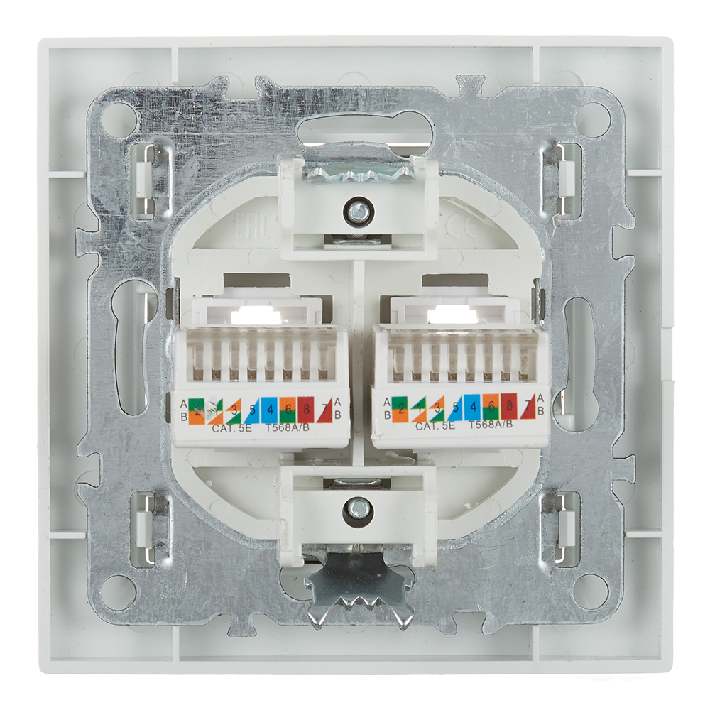 Розетка компьютерная EKF Минск встраиваемая белая 2хRJ45 (ERK02-035-10)