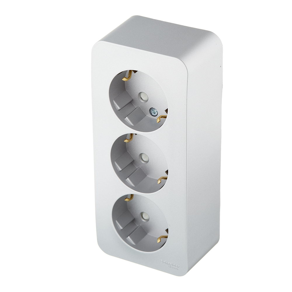 Розетка Systeme Electric Blanca накладная алюминий со шторками (BLNRA011313)