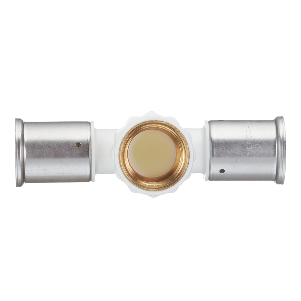Тройник Henco (13PKW-320632) 32(пресс) х 1 ВР(г) х 32(пресс) белый PVDF
