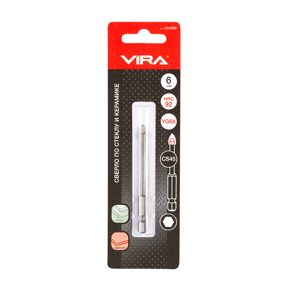 Сверло по плитке и стеклу Vira 6х76 мм (554066)