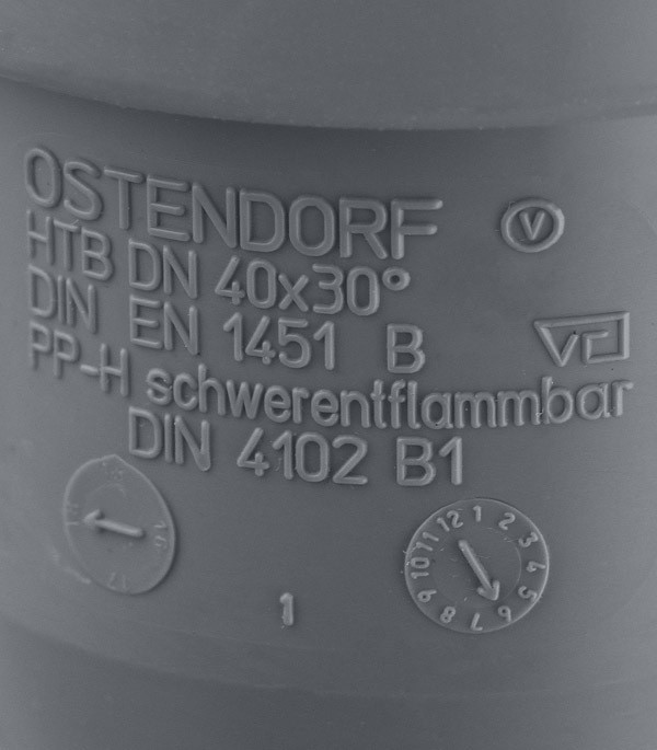 Отвод Ostendorf НТВ d40 мм 30° пластиковый для внутренней канализации (111110)