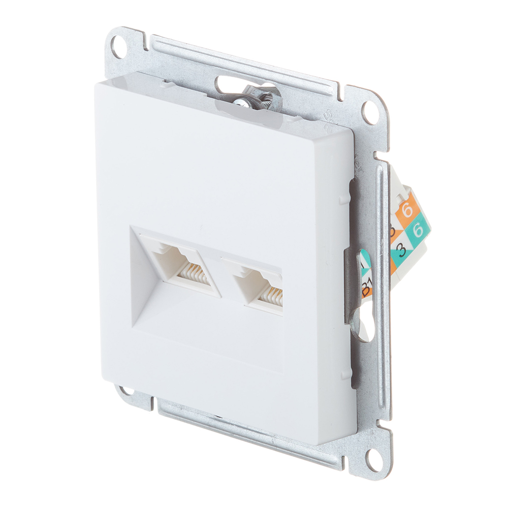 Розетка компьютерная Systeme Electric AtlasDesign встраиваемая белая 2хRJ45 (ATN000185)