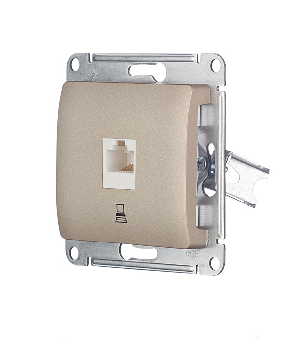 Розетка компьютерная Systeme Electric Glossa встраиваемая титан RJ45 (GSL000481K)