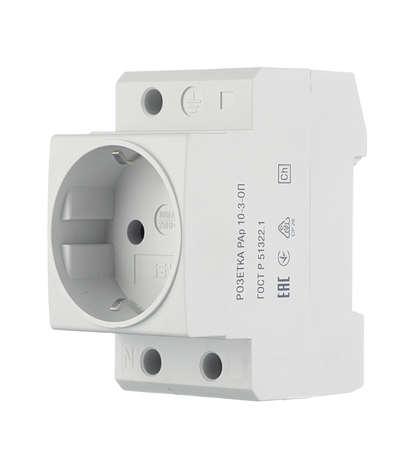 Розетка щитовая модульная IEK (MRD10-16) 220 В 16 А тип AC 2Р+N