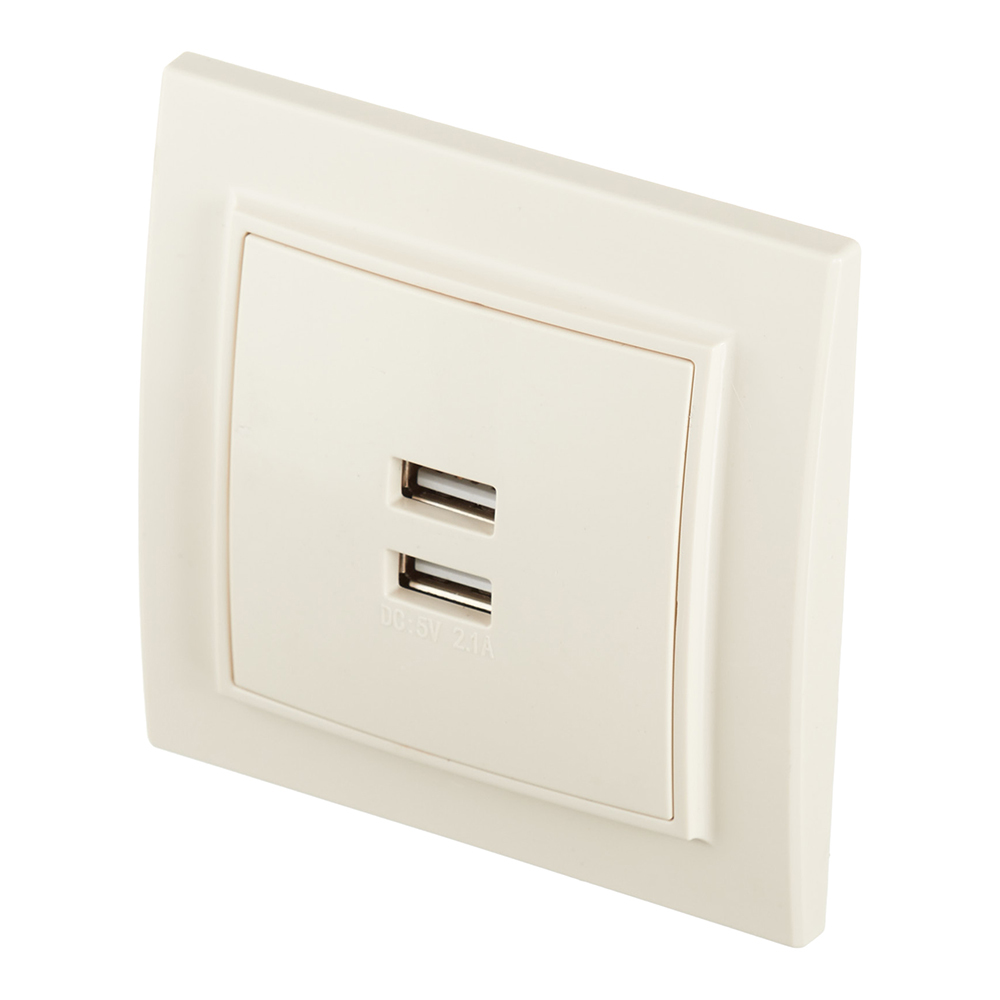 Розетка USB EKF Минск встраиваемая бежевая 2хUSB-А (ERR-2USB-200)