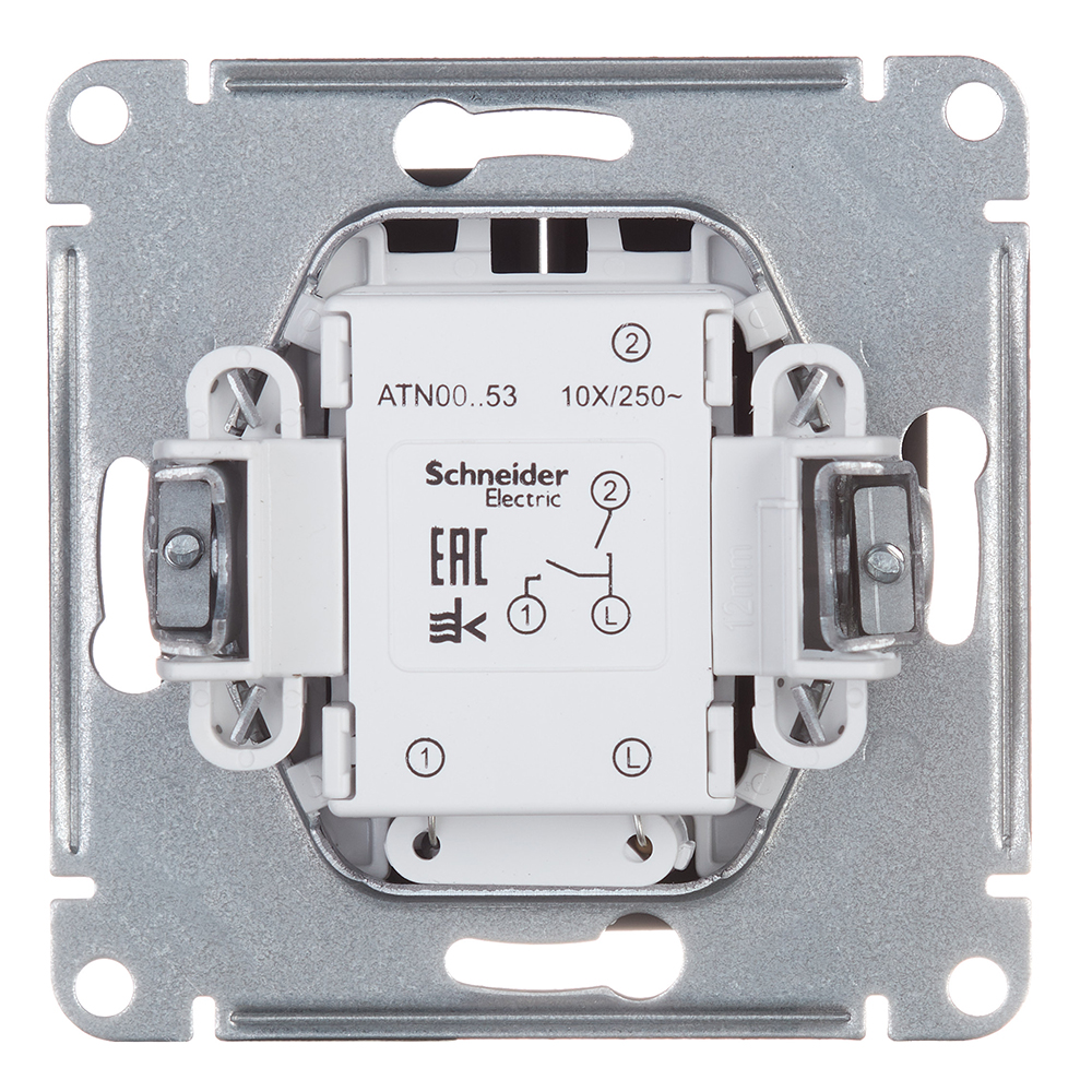 Выключатель Systeme Electric AtlasDesign двухклавишный встраиваемый карбон с подсветкой (ATN001053)