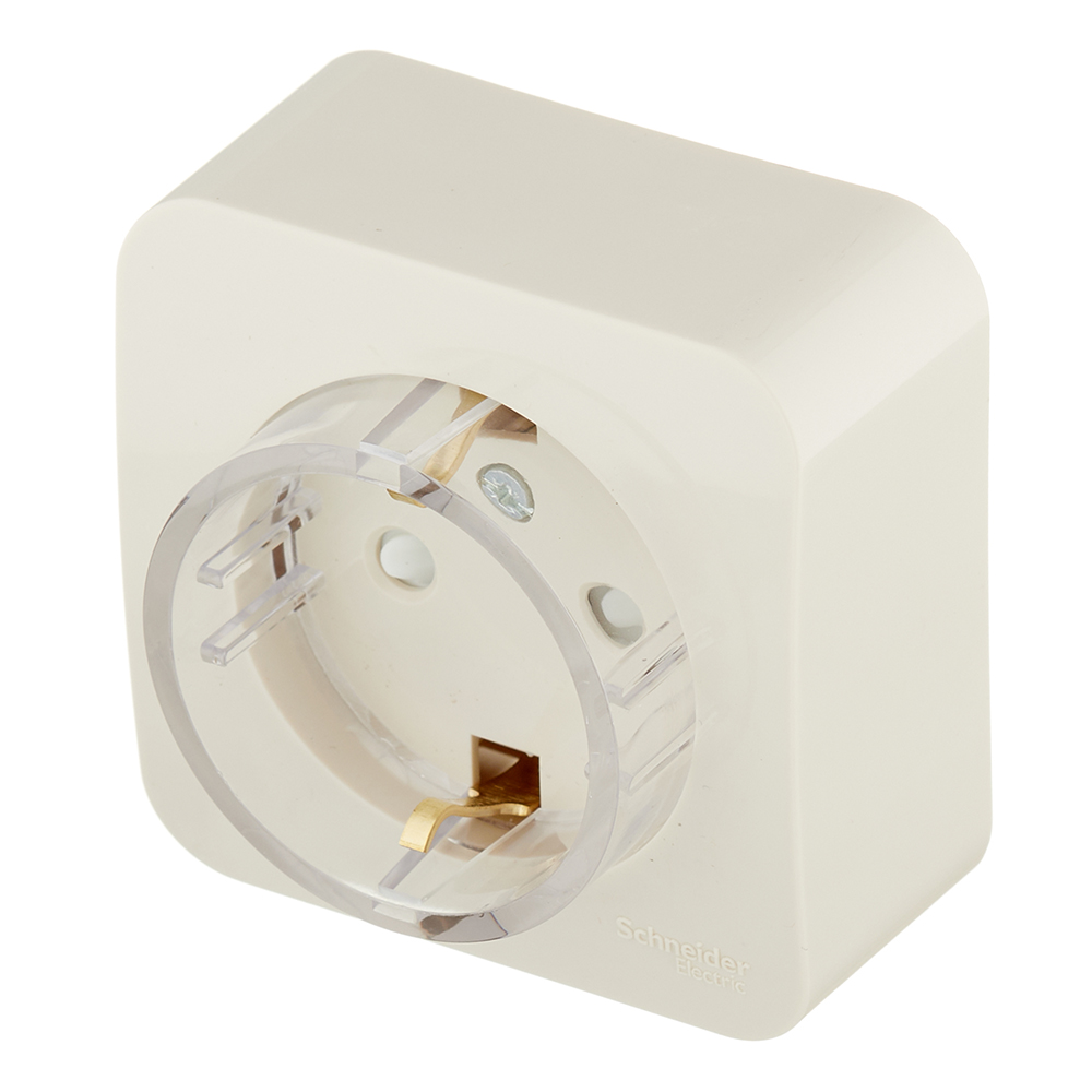 Розетка Systeme Electric Blanca накладная бежевая со шторками компакт (BLNRA111117)