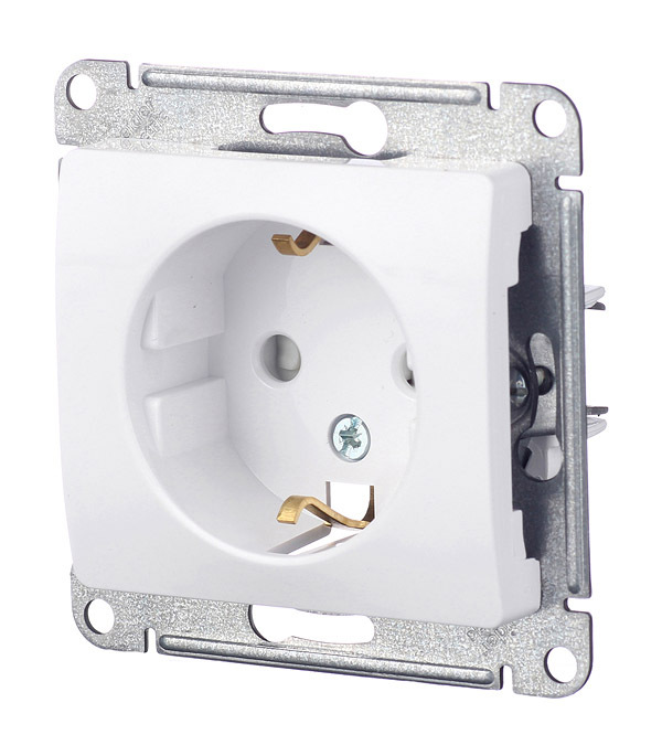 Розетка Systeme Electric Glossa встраиваемая белая со шторками (GSL000145)