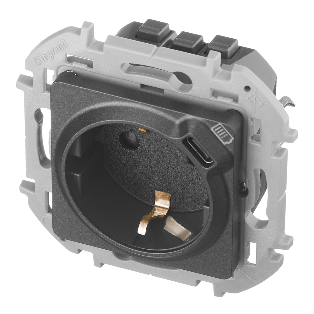 Розетка Legrand Inspiria встраиваемая антрацит с USB Type-C (673773)