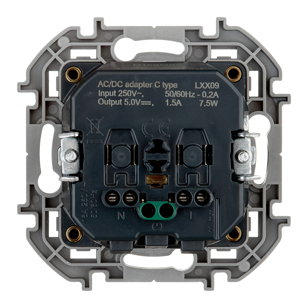 Розетка Legrand Inspiria встраиваемая антрацит с USB Type-C (673773)