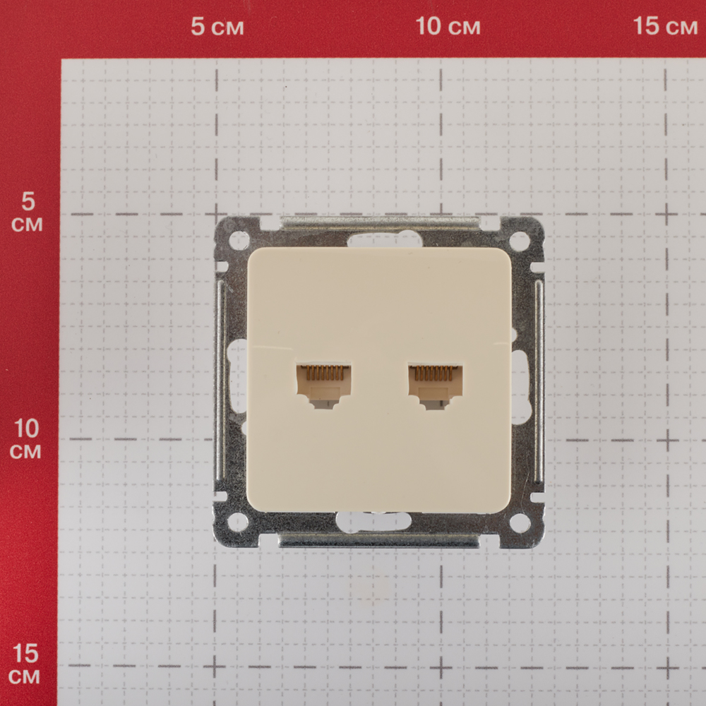 Розетка компьютерная Hegel Master встраиваемая слоновая кость 2хRJ45 (РСКК-440-01)