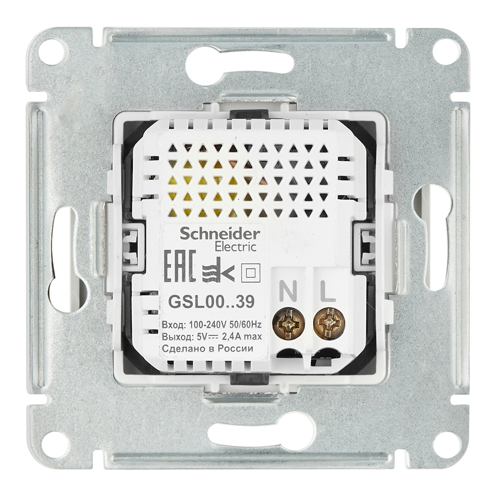 Розетка USB Systeme Electric Glossa встраиваемая белая USB-A/ Type-C (GSL000139)