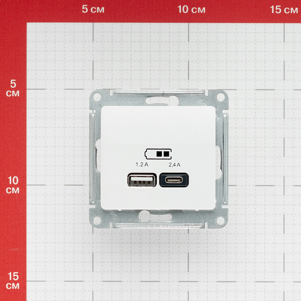 Розетка USB Systeme Electric Glossa встраиваемая белая USB-A/ Type-C (GSL000139)