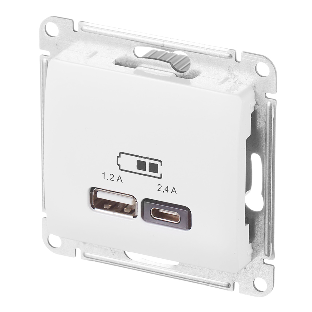 Розетка USB Systeme Electric Glossa встраиваемая белая USB-A/ Type-C (GSL000139)