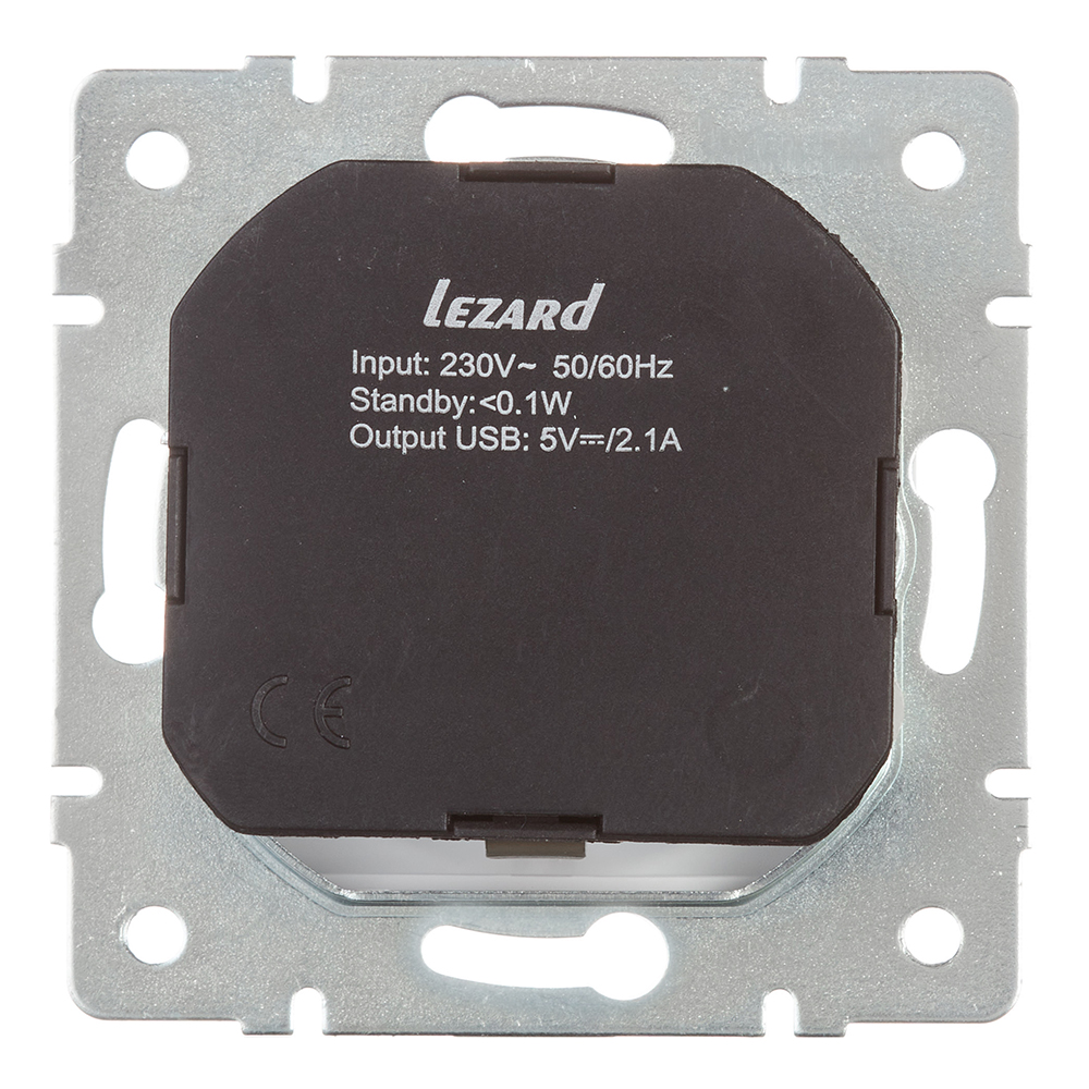 Розетка Lezard Karina встраиваемая белая с USB-A (707-0288-181)