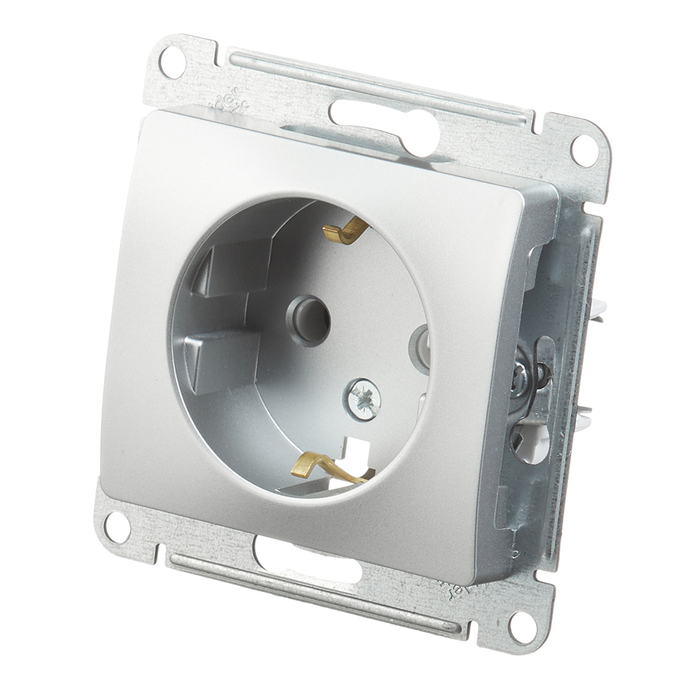 Розетка Systeme Electric Glossa встраиваемая алюминий (GSL000343)