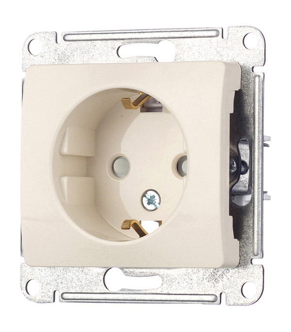 Розетка Systeme Electric Glossa встраиваемая бежевая со шторками (GSL000245)