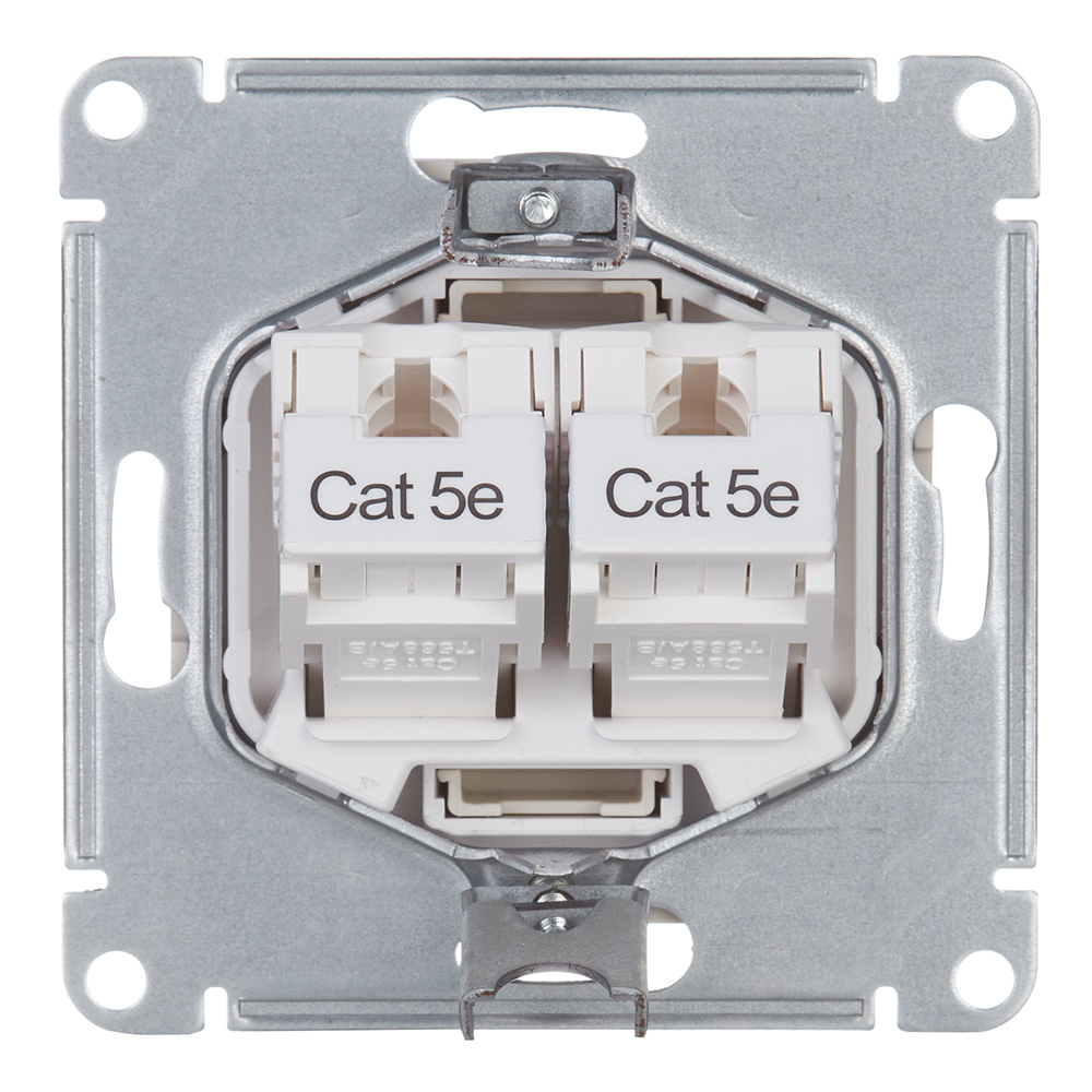 Розетка компьютерная Systeme Electric AtlasDesign встраиваемая бежевая 2хRJ45 (ATN000285)