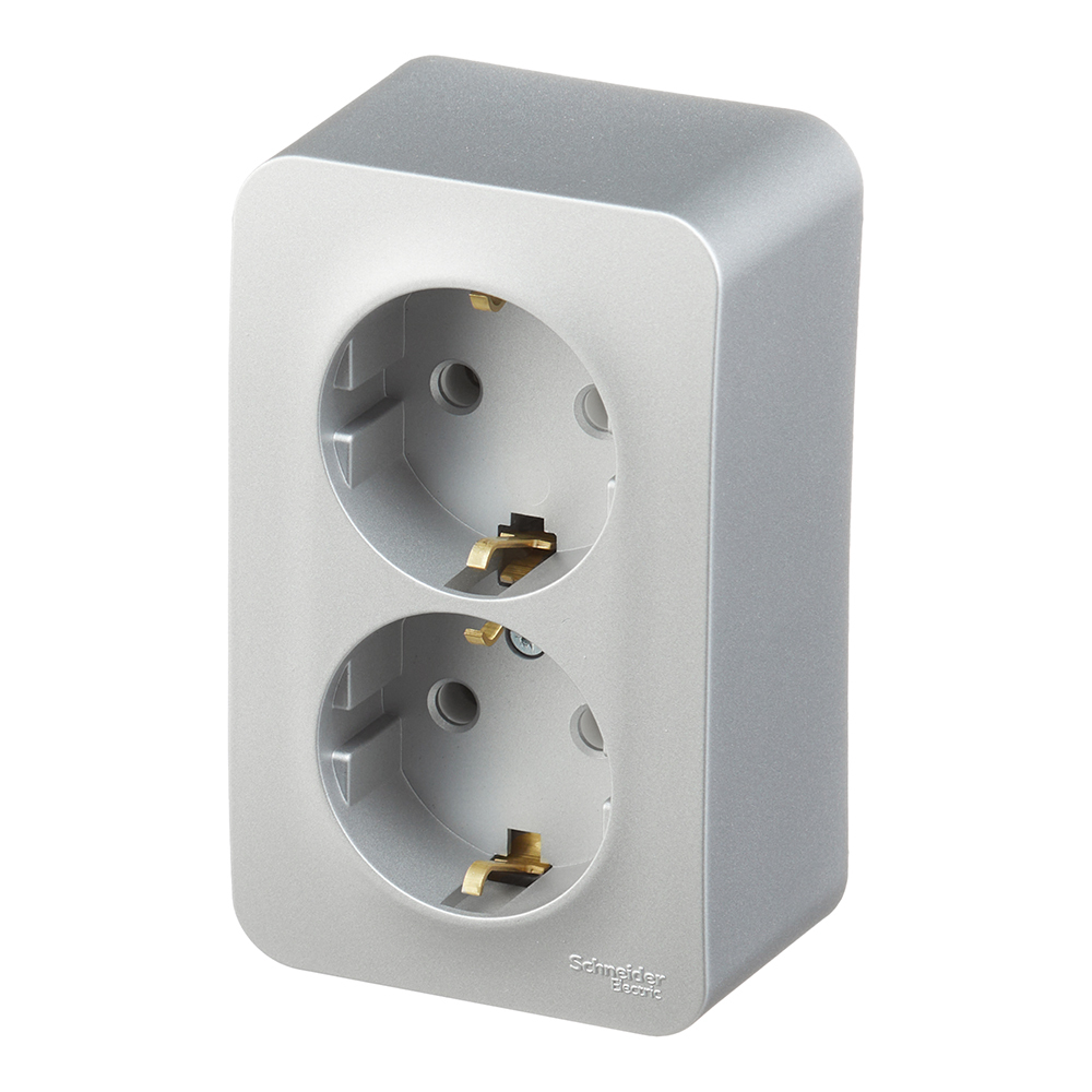 Розетка Systeme Electric Blanca накладная алюминий (BLNRA010213)