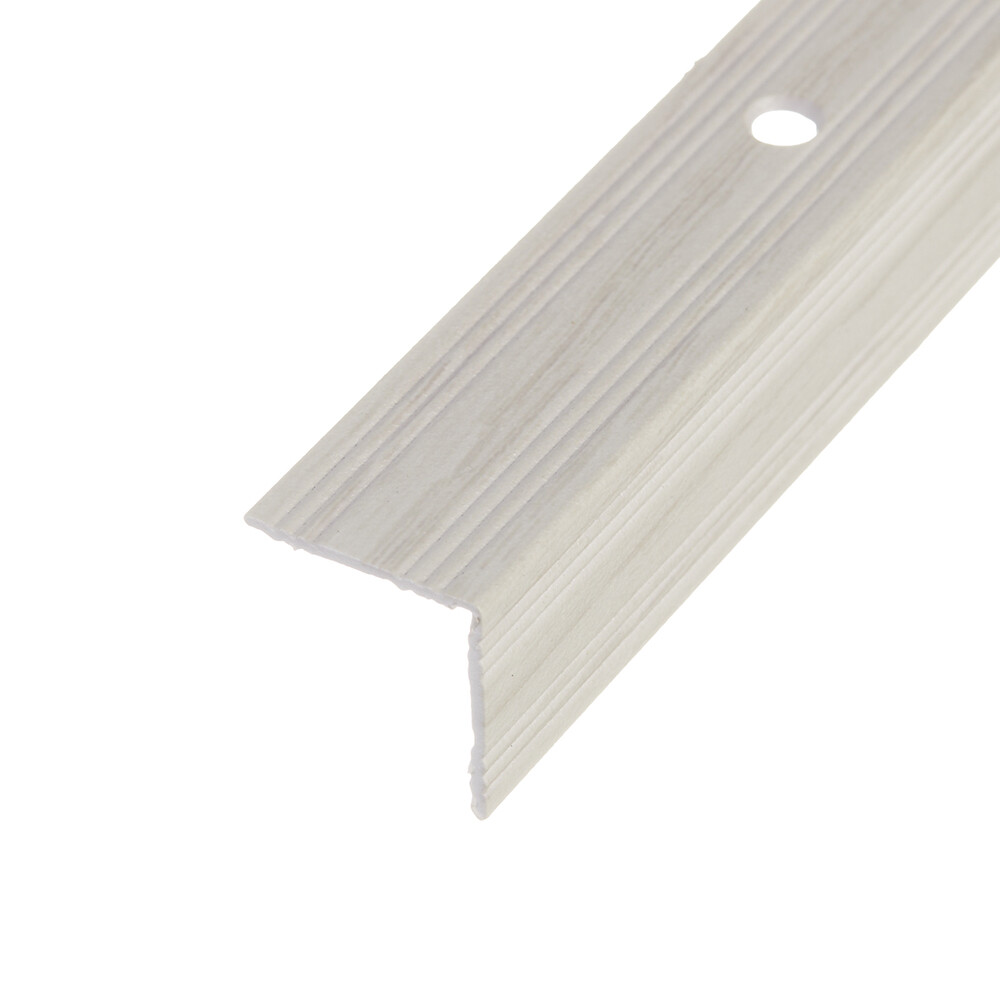 Порог алюминиевый угловой наружный 19х19х900 мм дуб ривалго белый