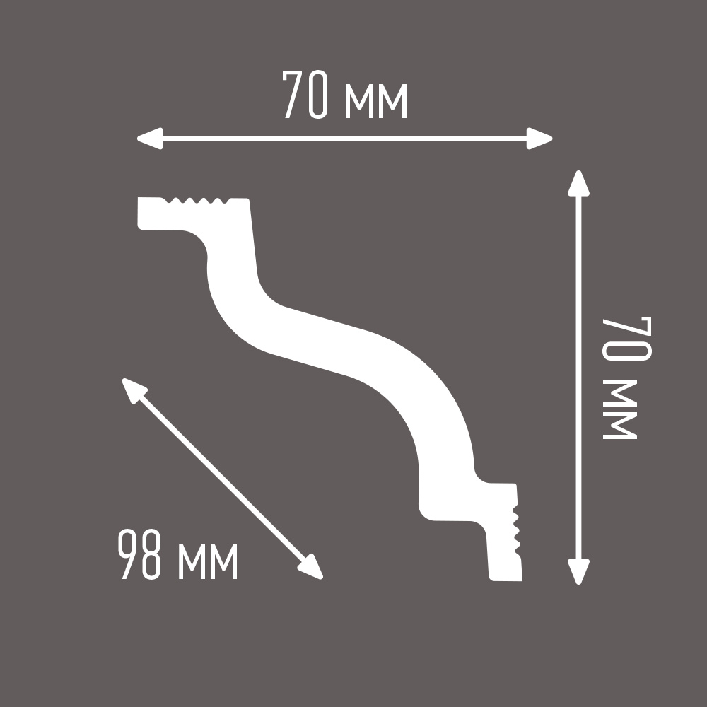 Плинтус потолочный из пенополистирола 70х70х2000 мм Плинтэкс D 70/70